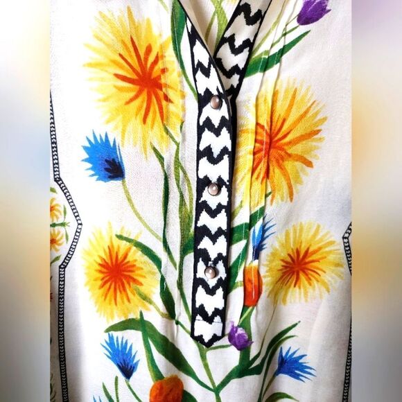 Diane Von Furstenburg Syrah Floral Silk Blend Blouse Size 8 - Picture 3 of 7